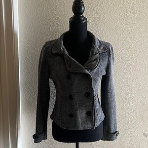 Mind Code Charcoal Double-Breasted Pea Coat